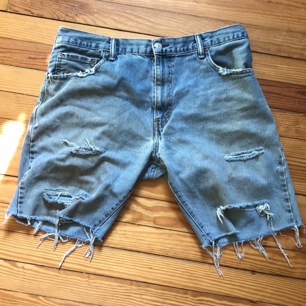 Vintage look distressed Levi cutoffs, grunge look- please see all pics, waist 36